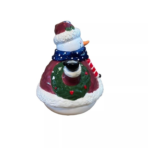 Vintage Dicksons Christmas Snowman Ceramic Teapot “Jesus Loves You Snow Much” - Picture 4 of 7